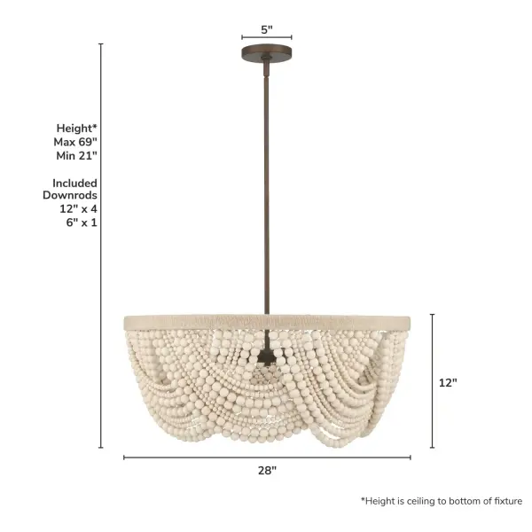 Autumndale 6-Light Wood Bead Chandelier - Image 4
