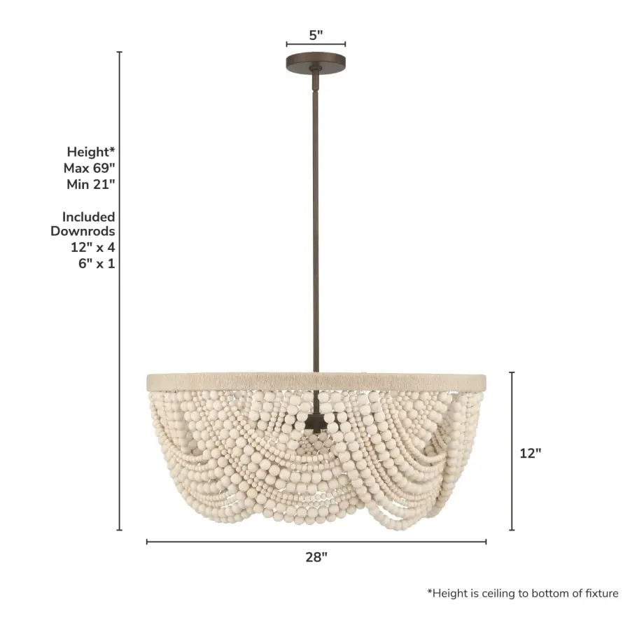 Autumndale 6-Light Wood Bead Chandelier - Image 4