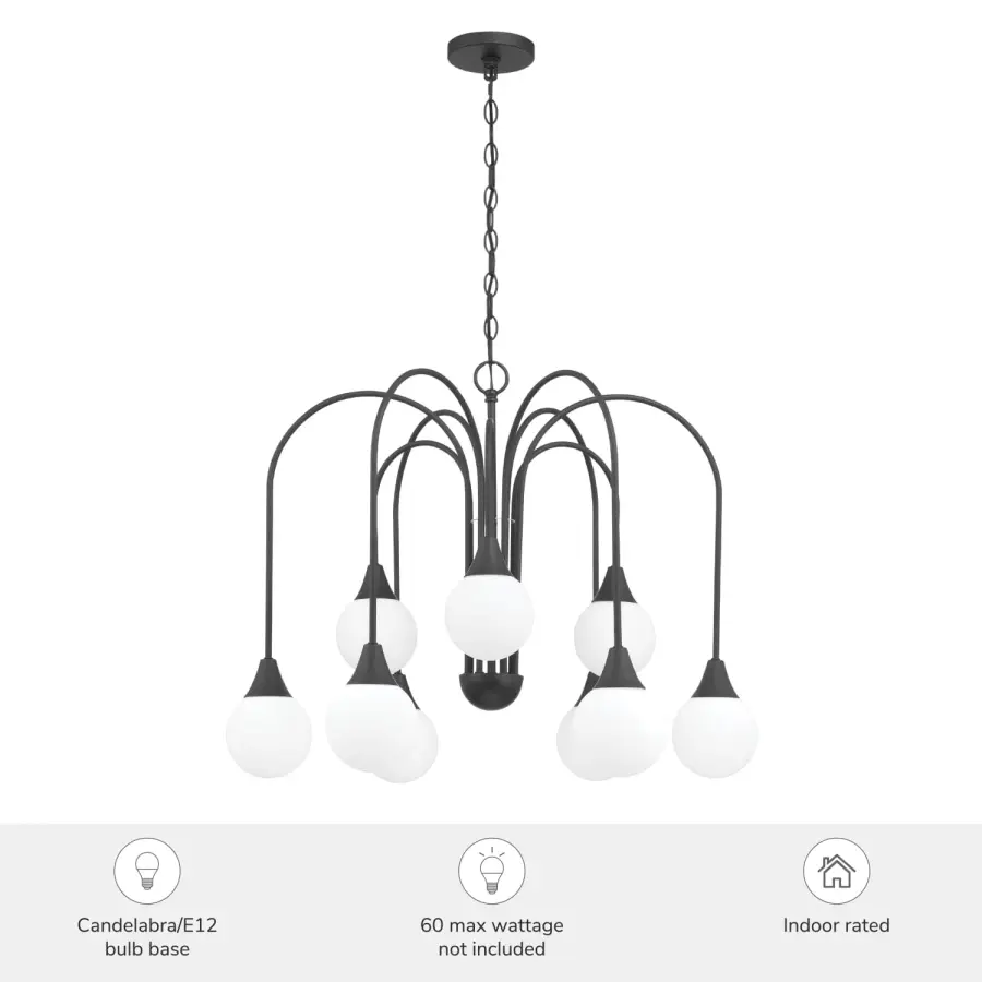 Valadon 9-Light Chandelier in Matte Black - Image 3