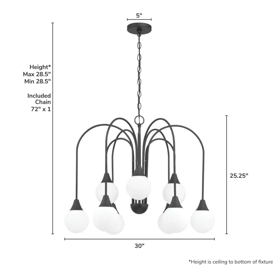 Valadon 9-Light Chandelier in Matte Black - Image 4