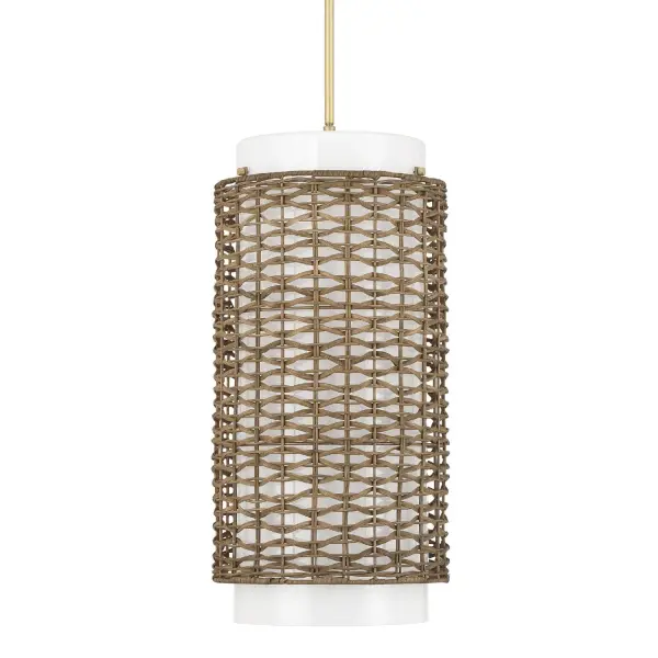 Light up your space with the Laila 3 Light Large Pendant, where transitional design meets natural elegance. Featuring cased white glass surrounded by an open weave rattan pattern, this pendant delivers a beautifully balanced look that complements both traditional and modern interiors. The Laila pendant's airy design adds texture and warmth to any room, while its soft, diffused light creates a welcoming ambiance. Perfect for dining rooms, living areas, or entryways, this fixture offers a fresh take on classic style with a natural twist. Rated for Indoor use only. Handwoven open weave rattan adds natural texture. Down Mount Only TRANSITIONAL: Light, relaxed, elegant. MADE FOR INDOORS: For use in indoor spaces like kitchens bedrooms, living rooms, dining rooms, and entryways. HANDWOVEN RATTAN WEAVE: Handwoven open weave rattan pattern creates a natural, airy look that adds texture and warmth to any space while allowing light to shine through beautifully. BULB RECOMMENDATION: Maximum 60 W (E26) per light bulb or equivalent LED bulb. Bulbs not included. TRANSITIONAL: The transitional style celebrates natural light and a relaxed feel with smooth, blending details that create warm yet modern spaces with the best of both worlds; elegant, minimal and adaptable. CUSTOMIZABLE HANGING OPTIONS: With the minimum required cord, the hanging length is 34.1 inches. When using all of the included extensions, the maximum hanging length is 82.2 inches. WARRANTY: One-year limited warranty backed by the trusted experts at Hunter.