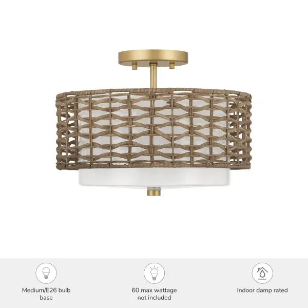 Laila Two Light Semi Flush Mount in Luxe Gold - Image 3