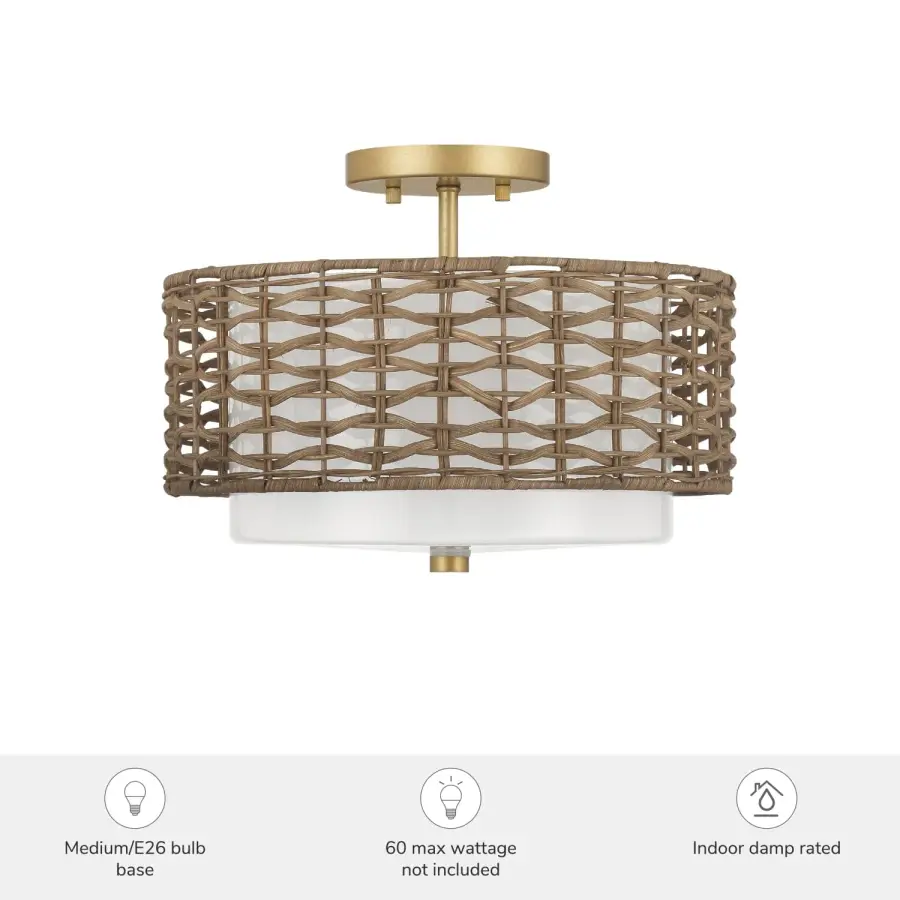 Laila Two Light Semi Flush Mount in Luxe Gold - Image 3