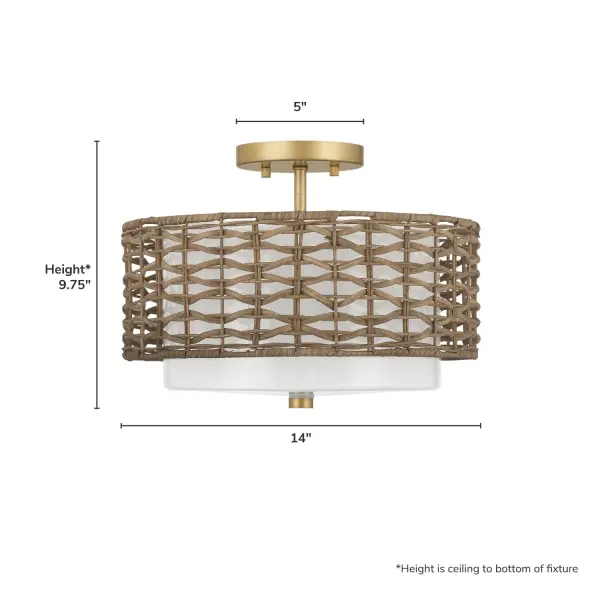Laila Two Light Semi Flush Mount in Luxe Gold - Image 4
