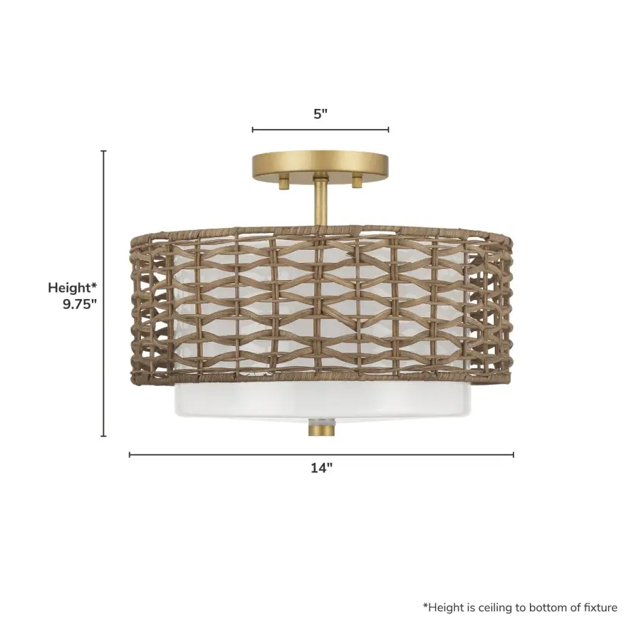 Laila Two Light Semi Flush Mount in Luxe Gold - Image 4