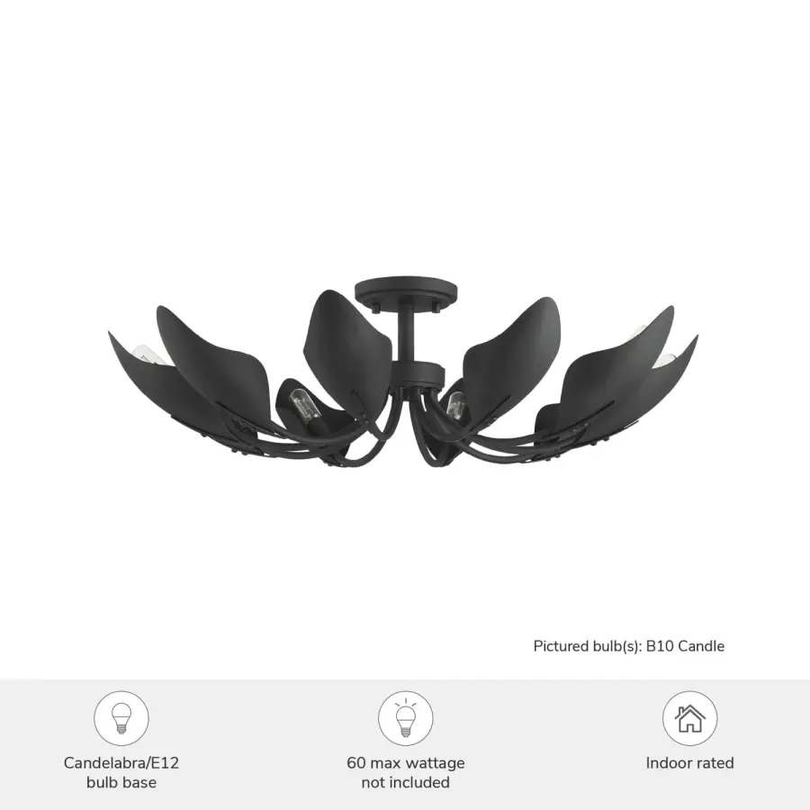 Juneway 10-Light Flush Chandelier in Matte Black - Image 5