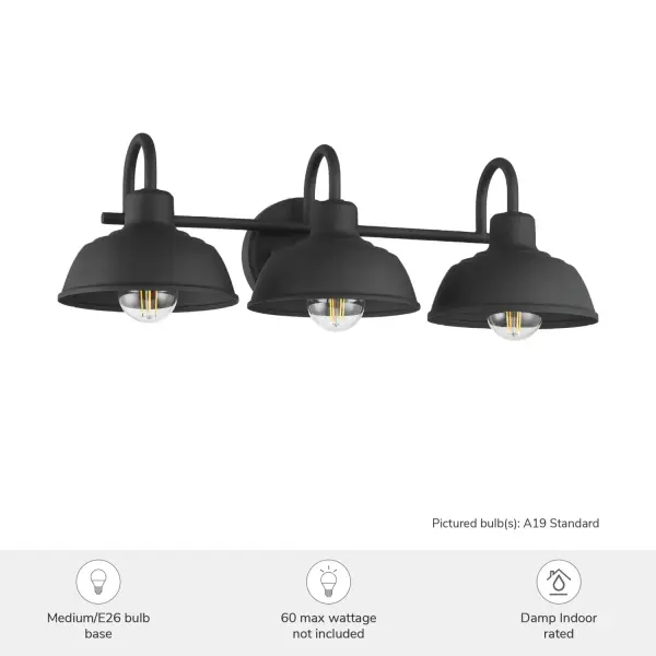 Mill Valley Three Light Vanity in Matte Black - Image 3