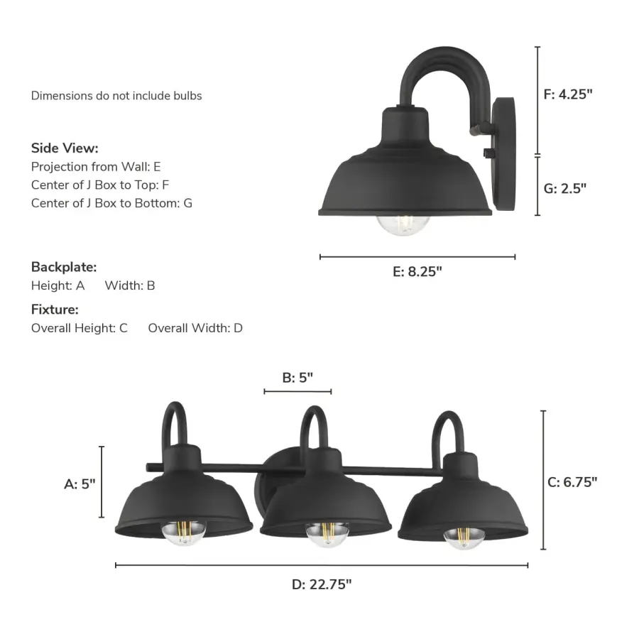 Mill Valley Three Light Vanity in Matte Black - Image 4