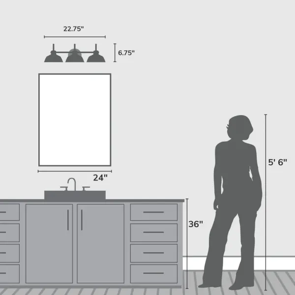 Mill Valley Three Light Vanity in Matte Black - Image 5