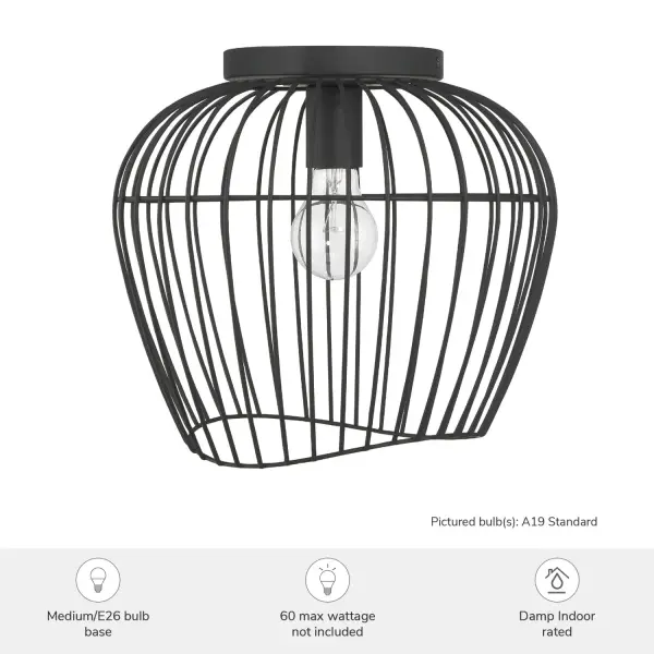 Redding One Light Flush Mount in Matte Black - Image 3