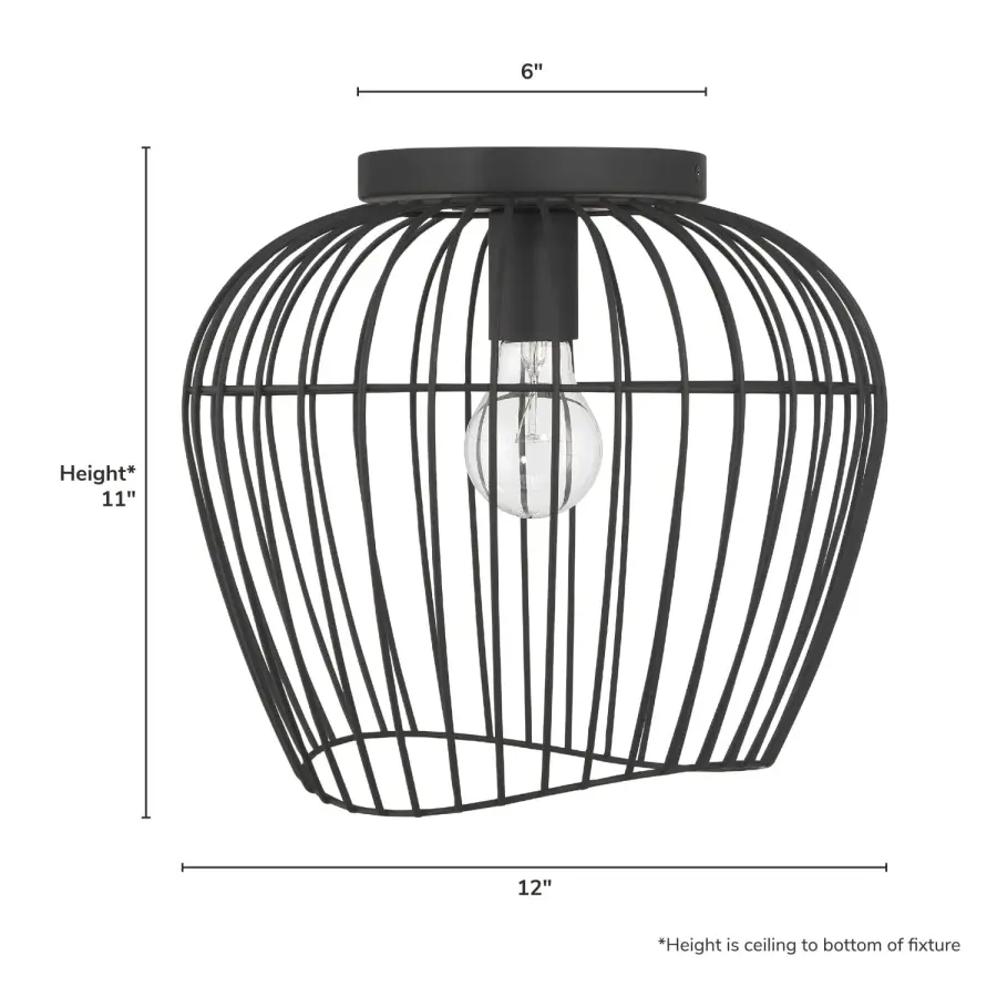 Redding One Light Flush Mount in Matte Black - Image 4