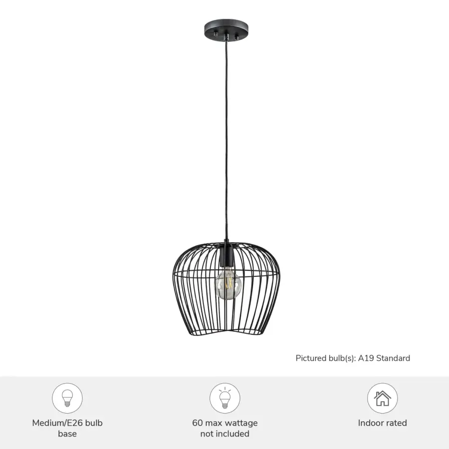 Redding One Light Pendant in Matte Black - Image 3