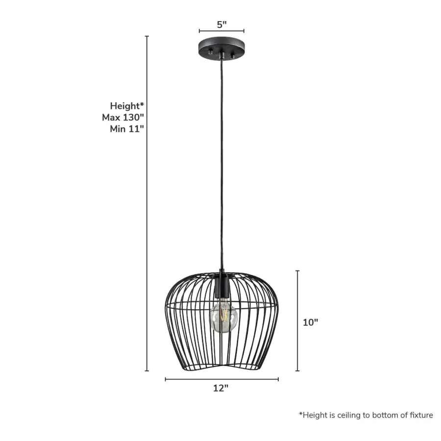 Redding One Light Pendant in Matte Black - Image 4