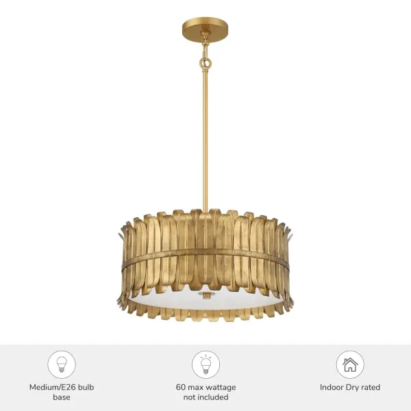 Valdaz Three Light Pendant in Brushed Luxe Gold - Image 3