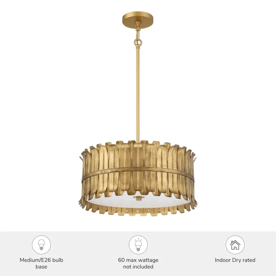 Valdaz Three Light Pendant in Brushed Luxe Gold - Image 3