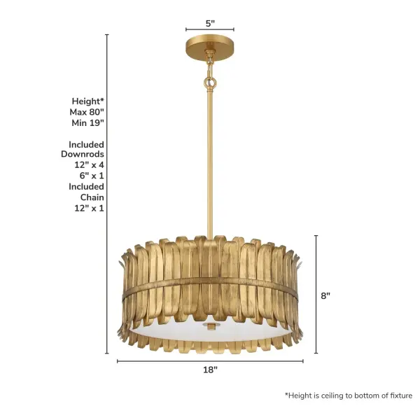 Valdaz Three Light Pendant in Brushed Luxe Gold - Image 4