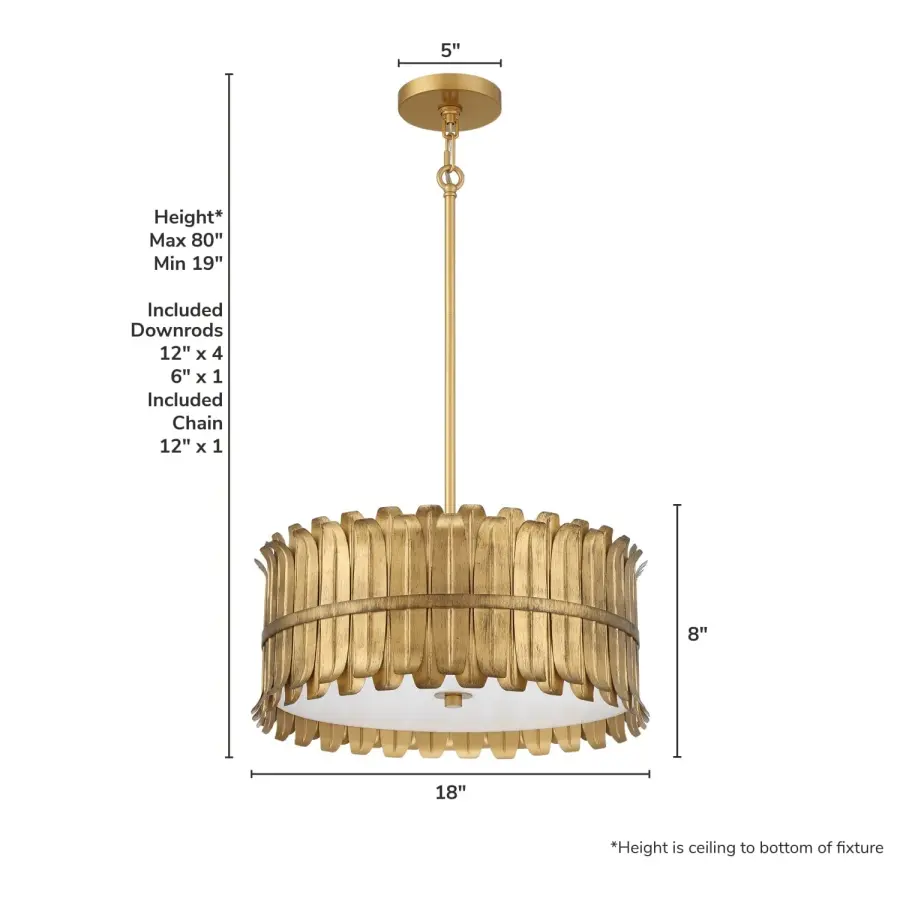 Valdaz Three Light Pendant in Brushed Luxe Gold - Image 4