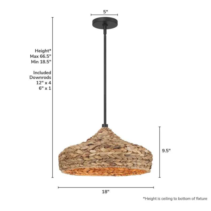 Cambria One Light Pendant in Matte Black - Image 4