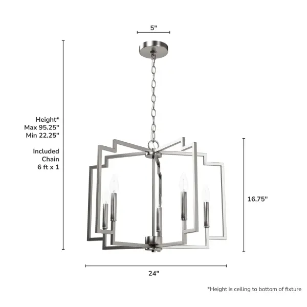 Zoanne Five Light Chandelier in Brushed Nickel - Image 12