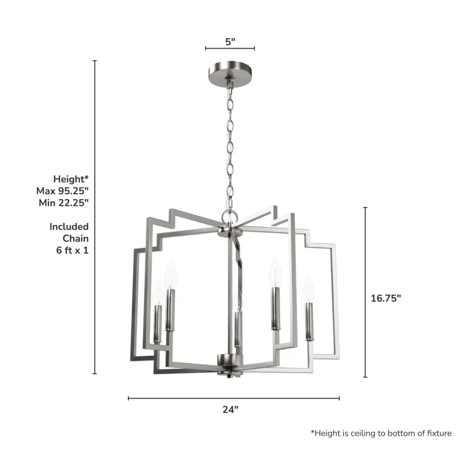 Zoanne Five Light Chandelier in Brushed Nickel - Image 12