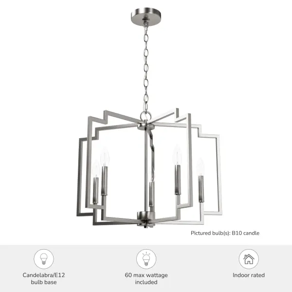 Zoanne Five Light Chandelier in Brushed Nickel - Image 9