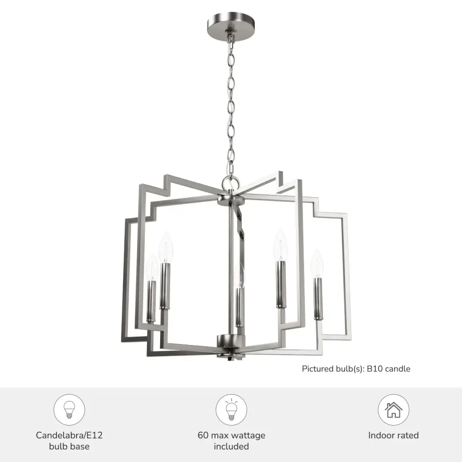 Zoanne Five Light Chandelier in Brushed Nickel - Image 9