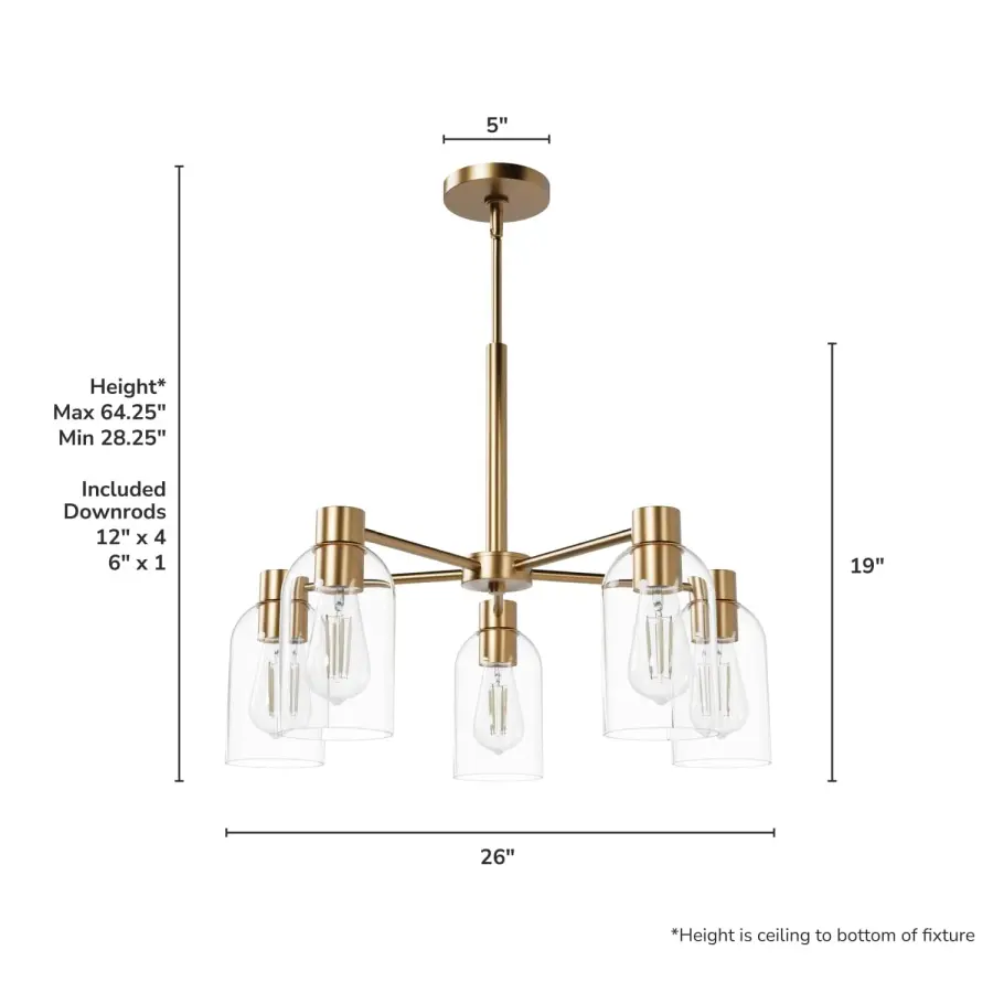 Lochemeade Five Light Chandelier in Alturas Gold - Image 10