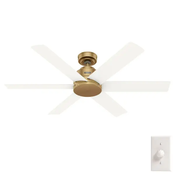The Kennicott delivers exceptional airflow for large covered patios with its sleek modern design and durable damp-rated construction. The luxe gold finish adds sophisticated style while the SureSpeed motor provides reliable cooling performance.