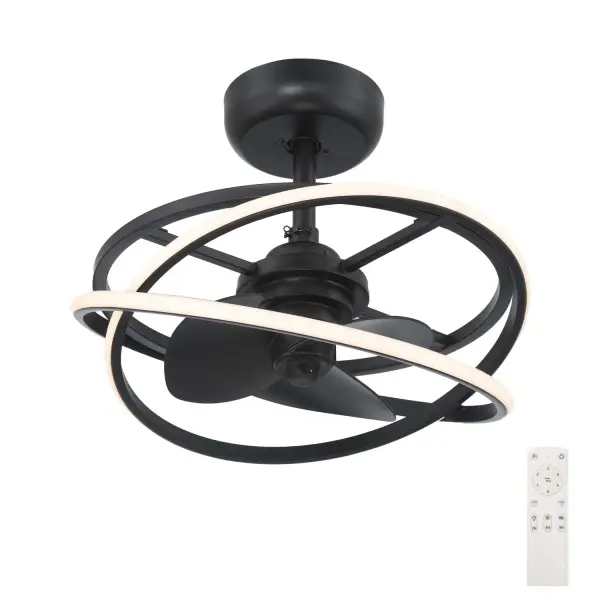 The Cirro Fandelier delivers impressive airflow (674 CFM) in a sleek 20-inch profile, making it ideal for smaller spaces that need both light and cooling. The quiet DC motor, 6-speed control, and integrated LED lighting offer modern convenience. - alternate view