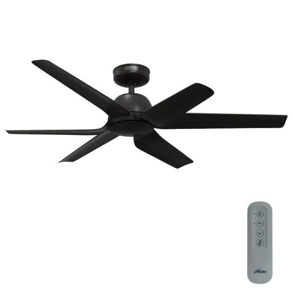 The AirStack is the fastest 52 in. fan in the Hunter lineup, delivering focused cooling for total outdoor comfort. An innovative stacked blade design with patent-pending AirColumn™ Mode focuses air into a concentrated column to cut through heat and humidity, bringing stronger airflow exactly where you need it. Backed by Hunter's SureSpeed® Guarantee, AirStack delivers our highest velocity airflow while maintaining quiet, wobble free performance. Powered by a 6 speed DC motor and ENERGY STAR® certified for efficiency, it delivers powerful cooling while helping reduce energy costs. A handheld remote is included for effortless control. Backed by 140 years of Hunter engineering and a limited lifetime motor warranty, it is designed to perform season after season. The fastest 52” fan in the Hunter lineup. AirColumn™ Mode concentrates airflow to bring you a rapid cooling sensation for outdoor living comfort. Built on our SureSpeed® Guarantee, it delivers our highest velocity when at maximum speed, activating AirColumn™ Mode for rapid cooling. Damp-rated to bring engineered airflow to covered outdoor spaces where cooling matters most. STACKED-BLADE INNOVATION: Our engineered stacked blade system uses long and short blades to focus air into a concentrated column that cuts through heat and humidity to deliver a stronger airflow to you. FOCUSED AIR: Activated at maximum speed, AirColumn™ Mode concentrates airflow to bring you an instant cooling sensation for comfortable outdoor living. AIRFLOW YOU FEEL: Built on our SureSpeed® Guarantee, it delivers our highest velocity when at maximum speed, activating AirColumn™ Mode for rapid cooling. ENERGY EFFICIENT: Hunter's ENERGY STAR® certified ceiling fans are 44% more efficient on average than conventional fans* helping you save your money on cooling costs. DAMP-RATED: A great option for covered patios, screened porches, and other areas that are not directly exposed to rain, snow, water, or moisture. REVERSIBLE MOTOR: Our 6-speed EcoWhisper DC motor provides the ultimate in efficient and quiet operation. EASY REMOTE FUNCTION: Use the control to adjust the fan speed from anywhere nearby. 140 YEARS OF QUALITY: Cutting-edge technology, American engineered, and ETL/UL tested for the highest safety standards. All backed by a limited lifetime motor warranty for peace of mind. *Based on testing conducted January 2023 comparing the average high-speed airflow velocity of Hunter SureSpeed ceiling fans and the best-selling online models for leading competitors. *Comparing minimum efficiency standards for ENERGY STAR certified fans to non-Energy-certified fans. - alternate view