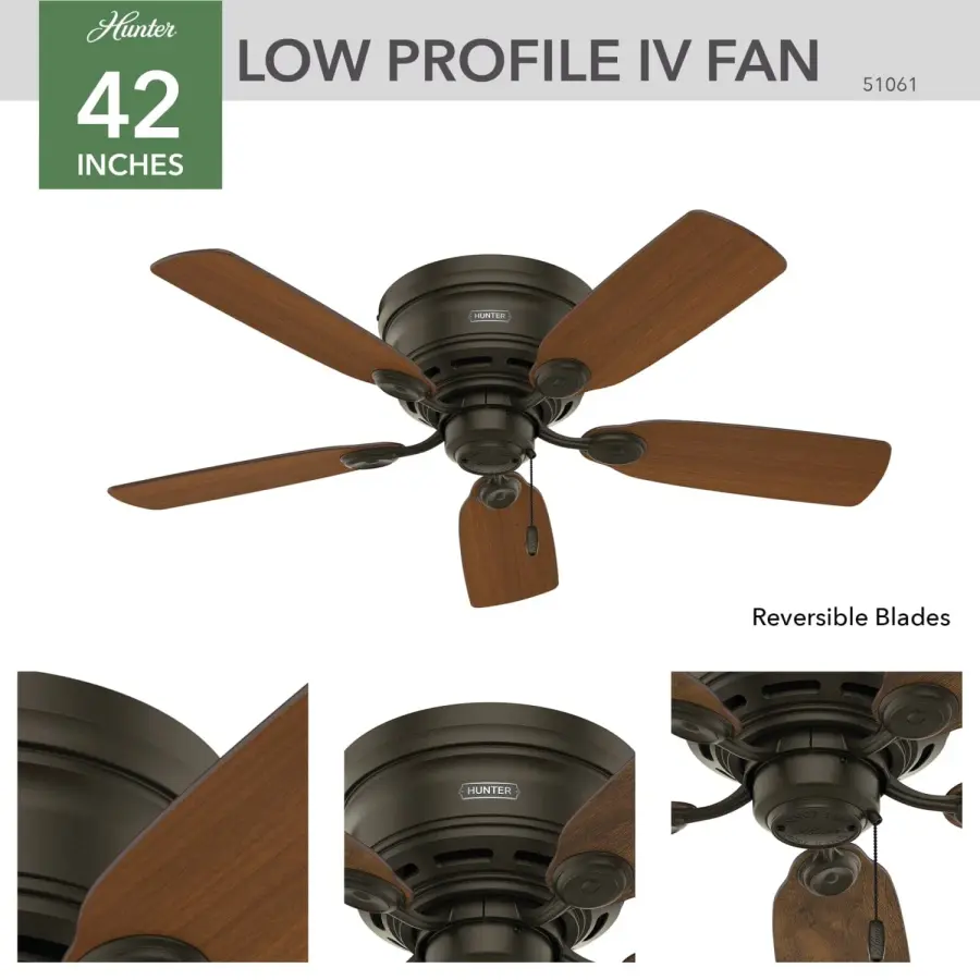 Low Profile 42" Ceiling Fan in Matte Black - Image 9