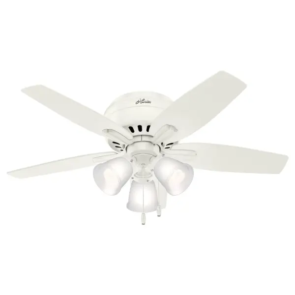 The Newsome 42" ceiling fan combines whisper-quiet operation with impressive airflow efficiency in a clean, transitional design. Its low-profile mount makes it ideal for rooms with lower ceilings, while the integrated LED light kit with TrueLight technology provides excellent illumination. The reversible blades offer styling flexibility.