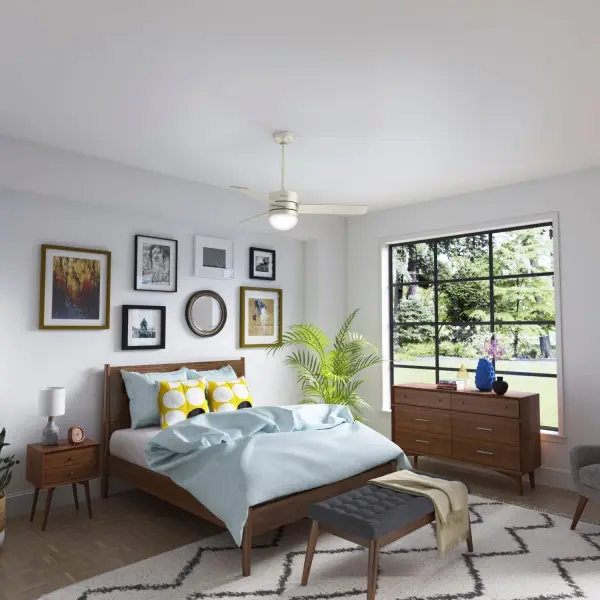 The Neutron is designed with smart homes in mind. Built with our HunterSMART™, formerly known as SIMPLEconnect®, Wi-Fi® technology and SureSpeed® Guarantee, this smart home fan provides optimized, high-speed cooling as well as a way to sync with other smart devices wherever you need smart cooling. HunterSMART™ technology for easy smart home integration. Built with our SureSpeed® Guarantee to deliver faster airflow you can feel. WhisperWind® whisper-quiet motor. 2 bulbs included SMART HOME FAN: HunterSMART™ (formerly SIMPLEconnect®) offers Wi-Fi capabilities, seamlessly integrating with smart home systems like Apple HomeKit, Google Home, and Amazon Alexa. AIRFLOW YOU FEEL: Built with our SureSpeed® Guarantee, this fan delivers high airflow velocity while maintaining quiet, wobble-free performance. WHISPER-QUIET MOTOR: WhisperWind® reversible motor for optimal performance in summer and winter. INDOOR FANS: Great for bedrooms, offices and great rooms. Make sure you get the right size for the best cooling efficiency. EASY CONTROL FUNCTION: Use the control to adjust the fan speed and dim the light. LARGE ROOM FAN: Ideal size for spaces like living rooms and bedrooms. STANDARD PROFILE MOUNTING: 3 inch and 2 inch downrods included. 140 YEARS OF QUALITY: Cutting-edge technology, American engineered, and ETL/UL tested for the highest safety standards — All backed by a limited lifetime motor warranty for peace of mind. COMPATIBLE ACCESSORIES: Works with Hunter and Casablanca accessories, not including Hunter Original® accessories. WARRANTY: Limited Lifetime Motor Warranty backed by the only company with over 140 years in the fan business. *Based on testing conducted January 2023 comparing the average high-speed airflow velocity of Hunter SureSpeed ceiling fans and the best-selling online models for leading competitors. - alternate view