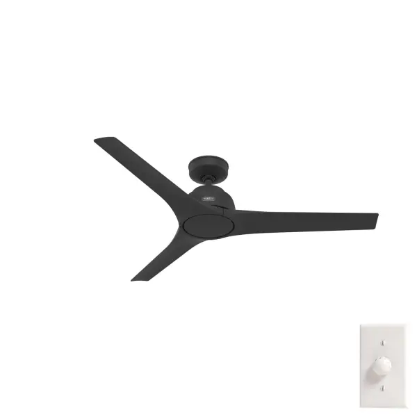 The Gallegos damp-rated ceiling fan is the must-have modern accent for your covered porch, patio, or large indoor spaces. Designed to keep your place looking—and feeling—cool all year round, the Gallegos delivers a quiet, smooth performance in a sophisticated style. Our 3-speed WhisperWind® reversible motor and SureSpeed® Guarantee make this ceiling fan the total package. Built with our SureSpeed® Guarantee to deliver faster airflow you can feel WhisperWind® whisper-quiet motor. Damp-rated for covered outdoor spaces No light kit or bulbs included AIRFLOW YOU FEEL: Built with our SureSpeed® Guarantee to deliver over 33% higher air velocity than leading competitors* while maintaining quiet, wobble-free performance. WHISPER-QUIET MOTOR: 3-speed, WhisperWind® reversible motor for optimal performance in summer and winter. DROOP-FREE BLADES: Made from durable materials to ensure no blade drooping EASY CONTROL FUNCTION: Use the control to adjust the fan speed. LARGE ROOM FAN: Ideal size for spaces like living rooms and bedrooms. STANDARD PROFILE MOUNTING: 2 inch downrod included. 140 YEARS OF QUALITY: Cutting-edge technology, American engineered, and ETL/UL tested for the highest safety standards — All backed by a limited lifetime motor warranty for peace of mind. COMPATIBLE ACCESSORIES: Works with Hunter and Casablanca accessories, not including Hunter Original® accessories WARRANTY: Limited Lifetime Motor Warranty backed by the only company with over 140 years in the fan business *Based on testing conducted January 2023 comparing the average high-speed airflow velocity of Hunter SureSpeed ceiling fans and the best-selling online models for leading competitors.