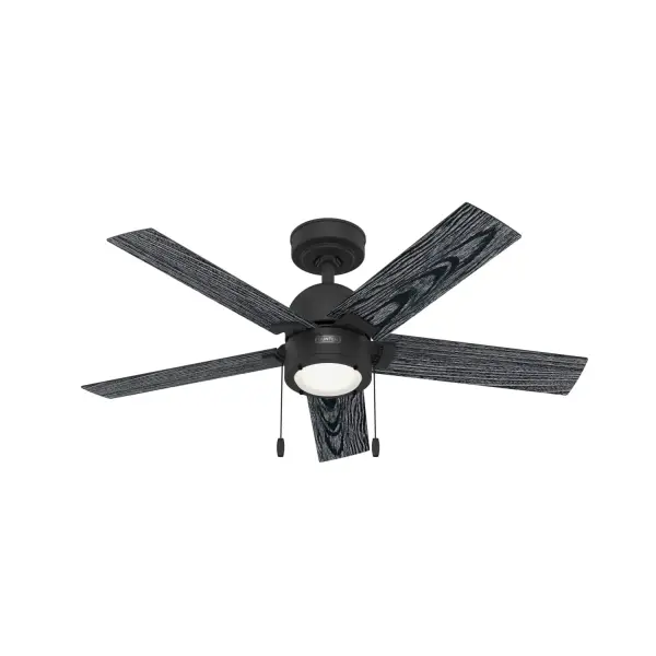 Make a bold statement in Hunter's Erling ceiling fan with an LED light. Built with Hunter's SureSpeed® Guarantee, this fan was engineered to deliver optimized airflow to your home's smaller spaces and could be a perfect match for your mudroom, home office, or foyer. As easy to install as it is to admire, the Erling is a smart choice to stay cool. Built with our SureSpeed® Guarantee to deliver faster airflow you can feel Rated for indoor use only 1 bulbs included AIRFLOW YOU FEEL: Built with our SureSpeed® Guarantee to deliver over 33% higher air velocity than leading competitors* while maintaining quiet, wobble-free performance. WHISPER-QUIET MOTOR: 3-speed, WhisperWind® reversible motor for optimal performance in summer and winter. LIGHT OUTPUT: Provides bright, white light. SMALL ROOM FAN: Ideal size for home offices, laundry rooms, and bedrooms. STANDARD PROFILE MOUNTING: 4 inch downrod included. 140 YEARS OF QUALITY: Cutting-edge technology, American engineered, and ETL/UL tested for the highest safety standards — All backed by a limited lifetime motor warranty for peace of mind. COMPATIBLE ACCESSORIES: Works with Hunter and Casablanca accessories, not including Hunter Original® accessories WARRANTY: Limited Lifetime Motor Warranty backed by the only company with over 140 years in the fan business *Based on testing conducted January 2023 comparing the average high-speed airflow velocity of Hunter SureSpeed ceiling fans and the best-selling online models for leading competitors.