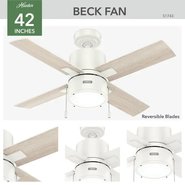 Beck 42" Ceiling Fan with LED Light in Matte Black - Image 8