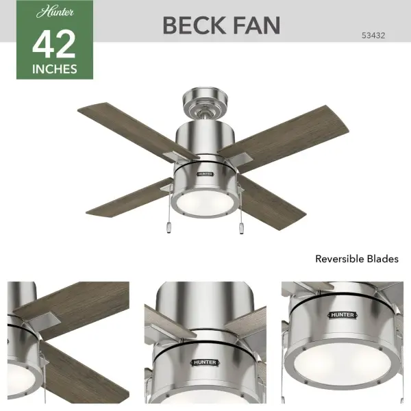 Beck 42" Ceiling Fan with LED Light in Matte Black - Image 9