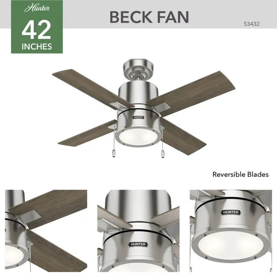 Beck 42" Ceiling Fan with LED Light in Matte Black - Image 9