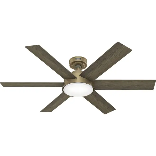 The sleek design and modern, fresh finishes of the 52-inch Donatella make a grand statement for large spaces. With its transitional style and selection of colors and finishes, this ceiling fan makes your living space a fantastic retreat. This mid-century design features a reversible motor with WhisperWind® technology to provide quiet comfort in your home through summer or winter. Mix and match with other fans or light fixtures to finish all your home spaces. WhisperWind® whisper-quiet motor. Rated for indoor use only Includes integrated light kit Handheld remote included WHISPER-QUIET MOTOR: 4-speed, WhisperWind® reversible motor for optimal performance in summer and winter. INDOOR FANS: Great for bedrooms, offices and great rooms. Make sure you get the right size for the best cooling efficiency. LIGHT OUTPUT: Provides bright, white light. EASY CONTROL FUNCTION: Use the control to adjust the fan speed and dim the light. LARGE ROOM FAN: Ideal size for spaces like living rooms and bedrooms. STANDARD PROFILE MOUNTING: 3 inch downrod included. 140 YEARS OF QUALITY: Cutting-edge technology, American engineered, and ETL/UL tested for the highest safety standards — All backed by a limited lifetime motor warranty for peace of mind. COMPATIBLE ACCESSORIES: Works with Hunter and Casablanca accessories, not including Hunter Original® accessories WARRANTY: Limited Lifetime Motor Warranty backed by the only company with over 140 years in the fan business - alternate view