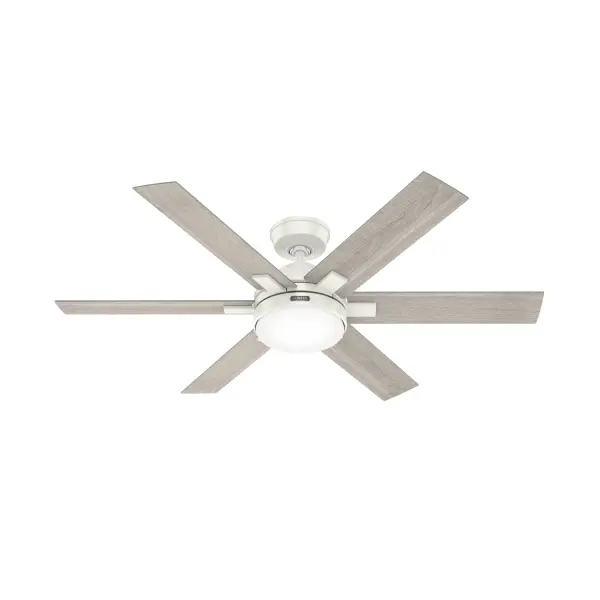 The HunterExpress® innovation of the Georgetown 52-inch fan with LED light makes installation as easy as 1-2-3. We designed the Georgetown with speed and ease in mind, and developed three-step prep, connect, and complete process to get your fan up and running. This fan provides airflow you can feel with Hunter's patented SureSpeed® technology. Consider adding the Georgetown to your bedroom or living space to relax in comfort. HunterExpress® fans are made for easy 1-2-3 installation. Built with our SureSpeed® Guarantee to deliver faster airflow you can feel. Rated for indoor use only LED light included EASY TO INSTALL: HunterExpress® fans are created for easy 1-2-3- installation that comes with a pre-assembled body, plug &amp; play wiring, and easy-install blades. AIRFLOW YOU FEEL: Built with our SureSpeed® Guarantee to deliver over 33% higher air velocity than leading competitors* while maintaining quiet, wobble-free performance. WHISPER-QUIET MOTOR: 4-speed, WhisperWind® reversible motor for optimal performance in summer and winter. LIGHT OUTPUT: Provides bright, white light. EASY CONTROL FUNCTION: Use the control to adjust the fan speed and dim the light. SNAP-ON BLADES: No tools required for blade installation. LARGE ROOM FAN: Ideal size for spaces like living rooms and bedrooms. STANDARD PROFILE MOUNTING: 3 inch downrod included. 140 YEARS OF QUALITY: Cutting-edge technology, American engineered, and ETL/UL tested for the highest safety standards — All backed by a limited lifetime motor warranty for peace of mind. COMPATIBLE ACCESSORIES: Works with Hunter and Casablanca accessories, not including Hunter Original® accessories. WARRANTY: Limited Lifetime Motor Warranty backed by the only company with over 130 years in the fan business. *Based on testing conducted January 2023 comparing the average high-speed airflow velocity of Hunter SureSpeed ceiling fans and the best-selling online models for leading competitors.