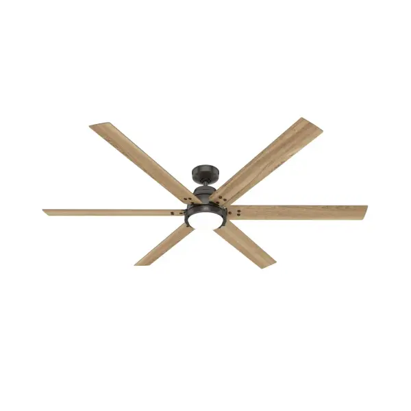The grand design of the Gravity 72-inch fan with LED light is an excellent choice for your great room. The 6-blade fan will keep you cool, and the selection of colors and finishes offers the perfect choice to suit your taste. The Gravity also puts the power of cool in your hands with the intelligent home SIMPLEconnect® technology. Cool your days and brighten the nights with the Gravity ceiling fan. HunterSMART™ technology for easy smart home integration. Built with our SureSpeed® Guarantee to deliver faster airflow you can feel. Rated for indoor use only 1 bulbs included SMART HOME FAN: HunterSMART™ (formerly SIMPLEconnect®) offers Wi-Fi capabilities, seamlessly integrating with smart home systems like Apple HomeKit, Google Home, and Amazon Alexa. AIRFLOW YOU FEEL: Built with our SureSpeed® Guarantee, this fan delivers high airflow velocity while maintaining quiet, wobble-free performance. WHISPER-QUIET MOTOR: 6-speed, DC reversible motor for optimal performance in summer and winter. LIGHT OUTPUT: Provides bright, white light. EASY CONTROL FUNCTION: Use the control to adjust the fan speed and dim the light. GREAT ROOM FAN: Ideal size for great rooms, open concept spaces, and lofts. STANDARD PROFILE MOUNTING: 3 inch downrod included. 140 YEARS OF QUALITY: Cutting-edge technology, American engineered, and ETL/UL tested for the highest safety standards — All backed by a limited lifetime motor warranty for peace of mind. COMPATIBLE ACCESSORIES: Works with Hunter and Casablanca accessories, not including Hunter Original® accessories. WARRANTY: 3 Year Motor Warranty backed by the only company with over 140 years in the fan business. *Based on testing conducted January 2023 comparing the average high-speed airflow velocity of Hunter SureSpeed ceiling fans and the best-selling online models for leading competitors.