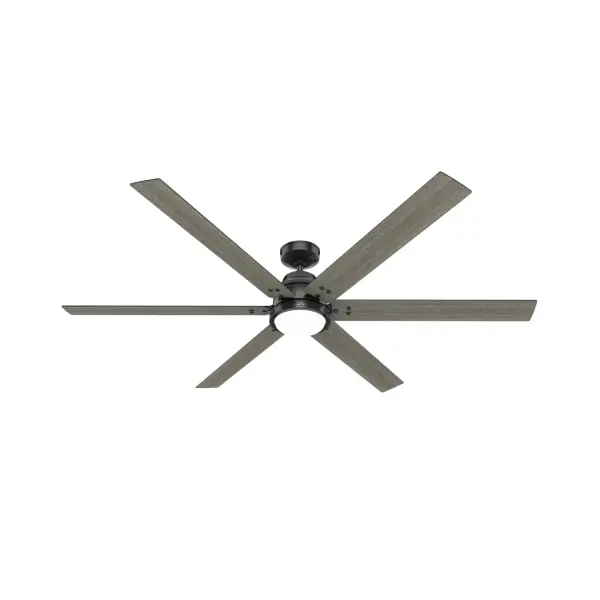 The grand design of the Gravity 72-inch fan with LED light is an excellent choice for your great room. The 6-blade fan will keep you cool, and the selection of colors and finishes offers the perfect choice to suit your taste. The Gravity also puts the power of cool in your hands with the intelligent home SIMPLEconnect® technology. Cool your days and brighten the nights with the Gravity ceiling fan. HunterSMART™ technology for easy smart home integration. Built with our SureSpeed® Guarantee to deliver faster airflow you can feel. Rated for indoor use only 1 bulbs included SMART HOME FAN: HunterSMART™ (formerly SIMPLEconnect®) offers Wi-Fi capabilities, seamlessly integrating with smart home systems like Apple HomeKit, Google Home, and Amazon Alexa. AIRFLOW YOU FEEL: Built with our SureSpeed® Guarantee, this fan delivers high airflow velocity while maintaining quiet, wobble-free performance. WHISPER-QUIET MOTOR: 6-speed, DC reversible motor for optimal performance in summer and winter. LIGHT OUTPUT: Provides bright, white light. EASY CONTROL FUNCTION: Use the control to adjust the fan speed and dim the light. GREAT ROOM FAN: Ideal size for great rooms, open concept spaces, and lofts. STANDARD PROFILE MOUNTING: 3 inch downrod included. 140 YEARS OF QUALITY: Cutting-edge technology, American engineered, and ETL/UL tested for the highest safety standards — All backed by a limited lifetime motor warranty for peace of mind. COMPATIBLE ACCESSORIES: Works with Hunter and Casablanca accessories, not including Hunter Original® accessories. WARRANTY: 3 Year Motor Warranty backed by the only company with over 140 years in the fan business. *Based on testing conducted January 2023 comparing the average high-speed airflow velocity of Hunter SureSpeed ceiling fans and the best-selling online models for leading competitors. - alternate view