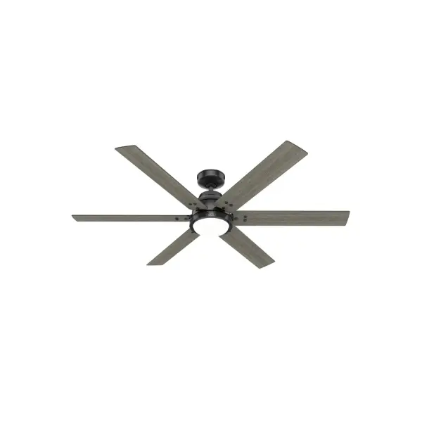 The Sleek design of the Gravity 60-inch fan with LED light is perfect for your living room or bedroom. Your style will shine with its subtle design style and selection of colors and finishes. The Gravity also puts the power of cool in your hands with the smart home HunterSMART™, formerly known as SIMPLEconnect®, Wi-Fi® technology. Cool your days and brighten the nights with the Gravity ceiling fan. HunterSMART™ technology for easy smart home integration. Built with our SureSpeed® Guarantee to deliver faster airflow you can feel. Rated for indoor use only 1 bulbs included SMART HOME FAN: HunterSMART™ (formerly SIMPLEconnect®) offers Wi-Fi capabilities, seamlessly integrating with smart home systems like Apple HomeKit, Google Home, and Amazon Alexa. AIRFLOW YOU FEEL: Built with our SureSpeed® Guarantee, this fan delivers high airflow velocity while maintaining quiet, wobble-free performance. WHISPER-QUIET MOTOR: 6-speed, DC reversible motor for optimal performance in summer and winter. LIGHT OUTPUT: Provides bright, white light. EASY CONTROL FUNCTION: Use the control to adjust the fan speed and dim the light. PRE-INSTALLED RECEIVER: Control receiver built into the fan. One less step for installation. GREAT ROOM FAN: Ideal size for great rooms, open concept spaces, and lofts. STANDARD PROFILE MOUNTING: 3 inch downrod included. 140 YEARS OF QUALITY: Cutting-edge technology, American engineered, and ETL/UL tested for the highest safety standards — All backed by a limited lifetime motor warranty for peace of mind. COMPATIBLE ACCESSORIES: Works with Hunter and Casablanca accessories, not including Hunter Original® accessories. WARRANTY: 3 Year Motor Warranty backed by the only company with over 140 years in the fan business. *Based on testing conducted January 2023 comparing the average high-speed airflow velocity of Hunter SureSpeed ceiling fans and the best-selling online models for leading competitors.