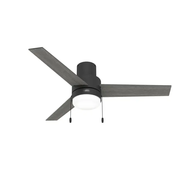 The Brunner ceiling fan is energy-efficient and uses dimmable LED bulbs, making it perfect for most indoor spaces like living rooms and master bedrooms. Its sleek and modern minimalist design makes it a perfect fit for any contemporary home. Mix and match with modern lighting from our lighting collections. We have everything you need to finish your rooms with style. WhisperWind® whisper-quiet motor. Rated for indoor use only 2 bulbs included Pull chains included WHISPER-QUIET MOTOR: 3-speed, WhisperWind® reversible motor for optimal performance in summer and winter. INDOOR FANS: Great for bedrooms, offices and great rooms. Make sure you get the right size for the best cooling efficiency. LARGE ROOM FAN: Ideal size for spaces like living rooms and bedrooms. LOW PROFILE MOUNTING: Designed to fit flush against ceilings less than 9 feet high. 140 YEARS OF QUALITY: Cutting-edge technology, American engineered, and ETL/UL tested for the highest safety standards — All backed by a limited lifetime motor warranty for peace of mind. COMPATIBLE ACCESSORIES: Works with Hunter and Casablanca accessories, not including Hunter Original® accessories WARRANTY: Limited Lifetime Motor Warranty backed by the only company with over 140 years in the fan business - alternate view