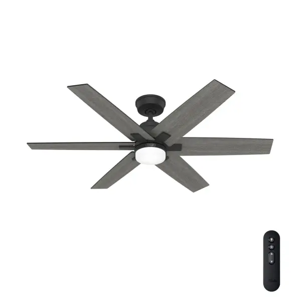 Exuding a casual modern style, the Aeropress Ceiling Fan effortlessly complements contemporary spaces, making it the perfect addition to your modern haven. But the Aeropress is more than just a visual treat. Its Reversible, 3-speed WhisperWind® motor ensures ultra-powerful air movement, all while maintaining a serene, whisper-quiet ambiance. No more choosing between power and peace. And with the Exclusive SureSpeed® Guarantee, expect nothing less than high-velocity, optimized airflow for the ultimate cooling experience. HunterExpress® fans are made for easy 1-2-3 installation. Built with our SureSpeed® Guarantee to deliver faster airflow you can feel. WhisperWind® whisper-quiet motor. Includes light kit with 1 bulb EASY TO INSTALL: HunterExpress® fans are created for easy 1-2-3- installation that comes with a pre-assembled body, plug & play wiring, and easy-install blades. AIRFLOW YOU FEEL: Built with our SureSpeed® Guarantee, this fan delivers high airflow velocity while maintaining quiet, wobble-free performance. WHISPER-QUIET MOTOR: WhisperWind® reversible motor for optimal performance in summer and winter. DURALIGHT LENS: Durable, shatter-resistant lens that enhances light output in your space effortlessly. INDOOR FANS: Great for bedrooms, offices and great rooms. Make sure you get the right size for the best cooling efficiency. PRE-INSTALLED RECEIVER: Remote receiver built into the fan. One less step for installation. LARGE ROOM FAN: Ideal size for spaces like living rooms and bedrooms. STANDARD PROFILE MOUNTING: 3.5 inch downrod included. 140 YEARS OF QUALITY: Cutting-edge technology, American engineered, and ETL/UL tested for the highest safety standards — All backed by a limited lifetime motor warranty for peace of mind. COMPATIBLE ACCESSORIES: Works with Hunter and Casablanca accessories, not including Hunter Original® accessories. WARRANTY: Limited Lifetime Motor Warranty backed by the only company with over 140 years in the fan business. *Based on testing conducted January 2023 comparing the average high-speed airflow velocity of Hunter SureSpeed ceiling fans and the best-selling online models for leading competitors.