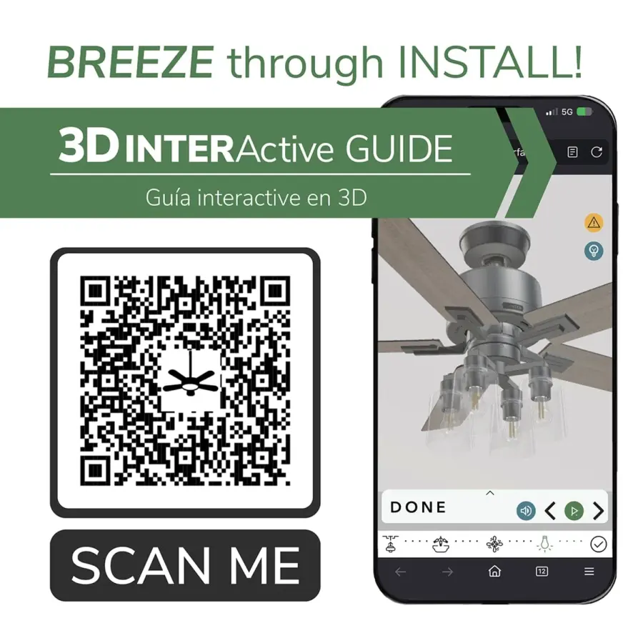 Techne Indoor Smart Fan with 4 Lights 52 inch with Remote - Image 50