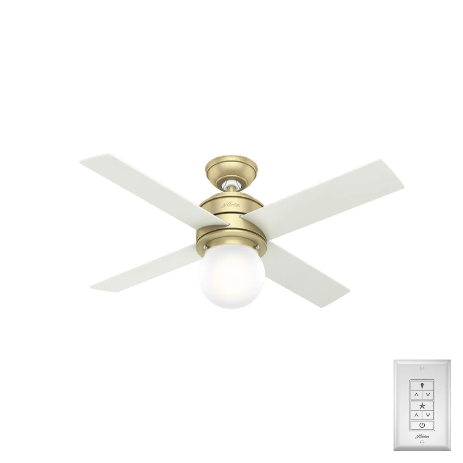 Hepburn 44" Ceiling Fan with Light in Modern Brass
