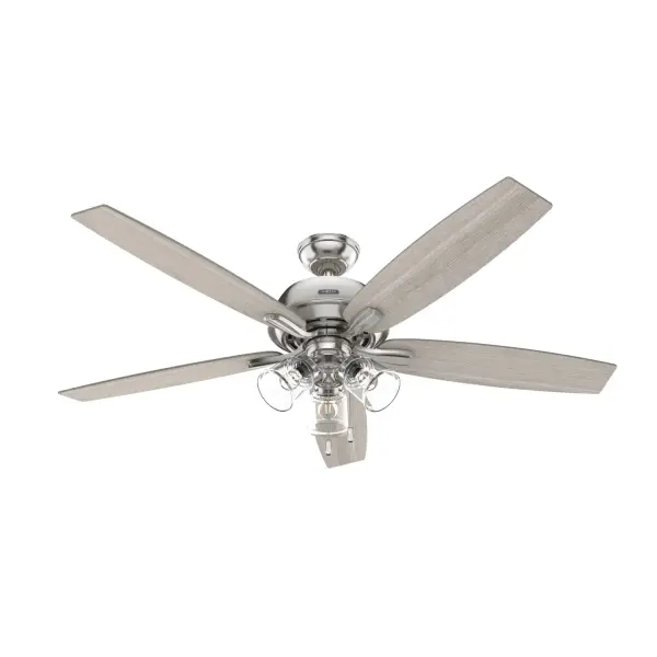 The Dondra combines impressive airflow (3,846 CFM) with ultra-quiet operation and elegant transitional styling. Reversible blades offer two finish options, while the included LED light kit provides energy-efficient illumination.