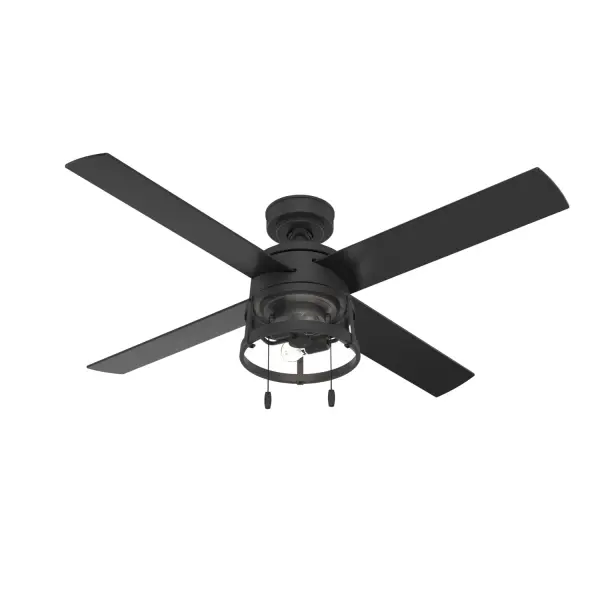 The Tacoma 52-inch ceiling fan effortlessly combines casual modern style with powerful performance. Designed for maximum cooling and energy efficiency, Tacoma features a sleek finish paired with a fresh, open-glass light kit for a clean, contemporary look. Its WhisperWind® reversible motor delivers whisper-quiet operation and optimal performance, keeping you cool in summer and cozy in winter. Say goodbye to noisy, outdated fans and hello to Tacoma's quiet power and seamless design. Built to check every box, it's the ultimate upgrade for any space. Cool, quiet, and stylish—Tacoma has it all. WhisperWind® whisper-quiet motor. Damp-rated for covered outdoor spaces Includes 2 4.5W energy-efficient LED bulbs Pull chains included WHISPER-QUIET MOTOR: WhisperWind® reversible motor for optimal performance in summer and winter. DAMP-RATED: A great option for covered patios, screened porches, and other areas that are not directly exposed to rain, snow, water, or moisture. LARGE ROOM FAN: Ideal size for spaces like living rooms and bedrooms. STANDARD PROFILE MOUNTING: 3 inch downrod included. 140 YEARS OF QUALITY: Cutting-edge technology, American engineered, and ETL/UL tested for the highest safety standards — All backed by a limited lifetime motor warranty for peace of mind. COMPATIBLE ACCESSORIES: Works with Hunter and Casablanca accessories, not including Hunter Original® accessories WARRANTY: Limited Lifetime Motor Warranty backed by the only company with over 140 years in the fan business