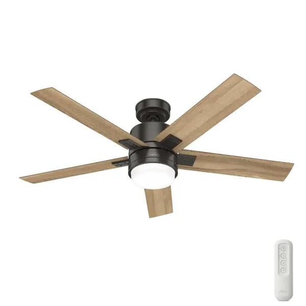 Introducing the Stellan ceiling can - a harmonious blend of casual elegance and transitional design. Crafted to seamlessly fit into any modern living space, its sleek contours and timeless aesthetics make it a standout piece. But it's not just about looks; the Stellan boasts the cutting-edge WhisperWind® motor delivers ultra-powerful air movement with whisper-quiet performance so you get the cooling power you want without the noise you don't™. Experience the perfect fusion of style and functionality with the Stellan Ceiling Fan. Built with our SureSpeed® Guarantee to deliver faster airflow you can feel. WhisperWind® whisper-quiet motor. Rated for indoor use only Includes Integrated light kit AIRFLOW YOU FEEL: Built with our SureSpeed® Guarantee, this fan delivers high airflow velocity while maintaining quiet, wobble-free performance. WHISPER-QUIET MOTOR: WhisperWind® reversible motor for optimal performance in summer and winter. PRE-INSTALLED RECEIVER: Remote receiver built into the fan. One less step for installation. EASY REMOTE FUNCTION: Use the control to adjust the fan speed, dim the light, and reverse the motor seasonally. EASY CONTROL FUNCTION: Use the control to adjust the fan speed and dim the light. LARGE ROOM FAN: Ideal size for spaces like living rooms and bedrooms. STANDARD PROFILE MOUNTING: 3 inch downrod included. 140 YEARS OF QUALITY: Cutting-edge technology, American engineered, and ETL/UL tested for the highest safety standards — All backed by a limited lifetime motor warranty for peace of mind. COMPATIBLE ACCESSORIES: Works with Hunter and Casablanca accessories, not including Hunter Original® accessories WARRANTY: Limited Lifetime Motor Warranty backed by the only company with over 140 years in the fan business. *Based on testing conducted January 2023 comparing the average high-speed airflow velocity of Hunter SureSpeed ceiling fans and the best-selling online models for leading competitors.